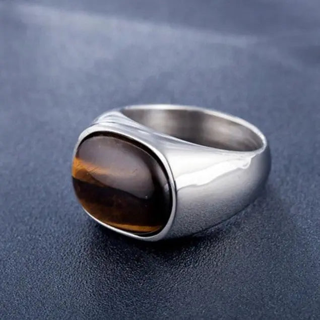 Amber Oval Stainless Steel Ring - Vrafi Jewelry
