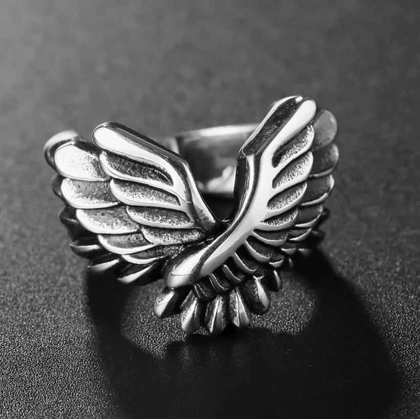 Angel Wing Stainless Steel Ring - Vrafi Jewelry