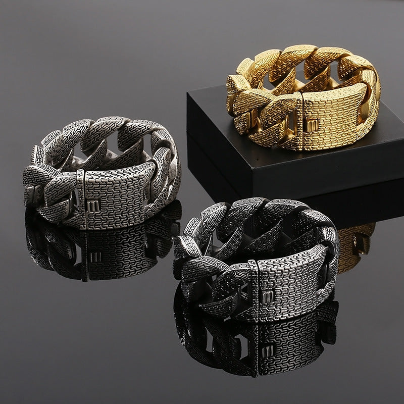 Bracciale in acciaio inossidabile cubano spazzolato