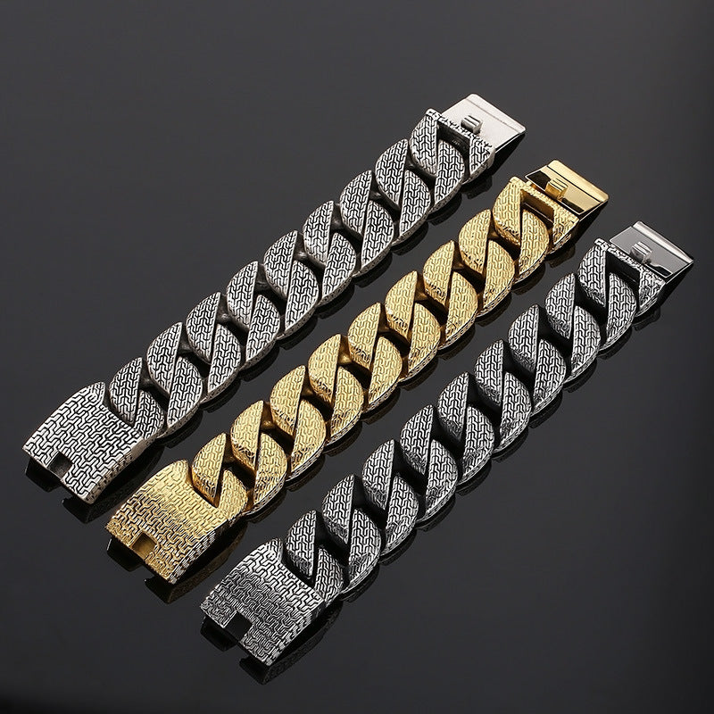 Bracciale in acciaio inossidabile cubano spazzolato