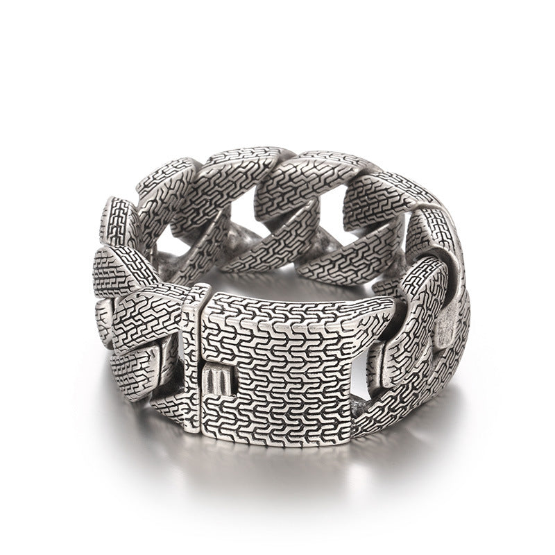 Bracciale in acciaio inossidabile cubano spazzolato