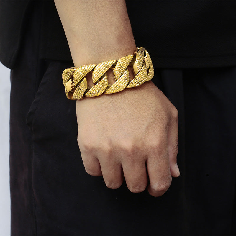 Brazalete cubano de acero inoxidable cepillado