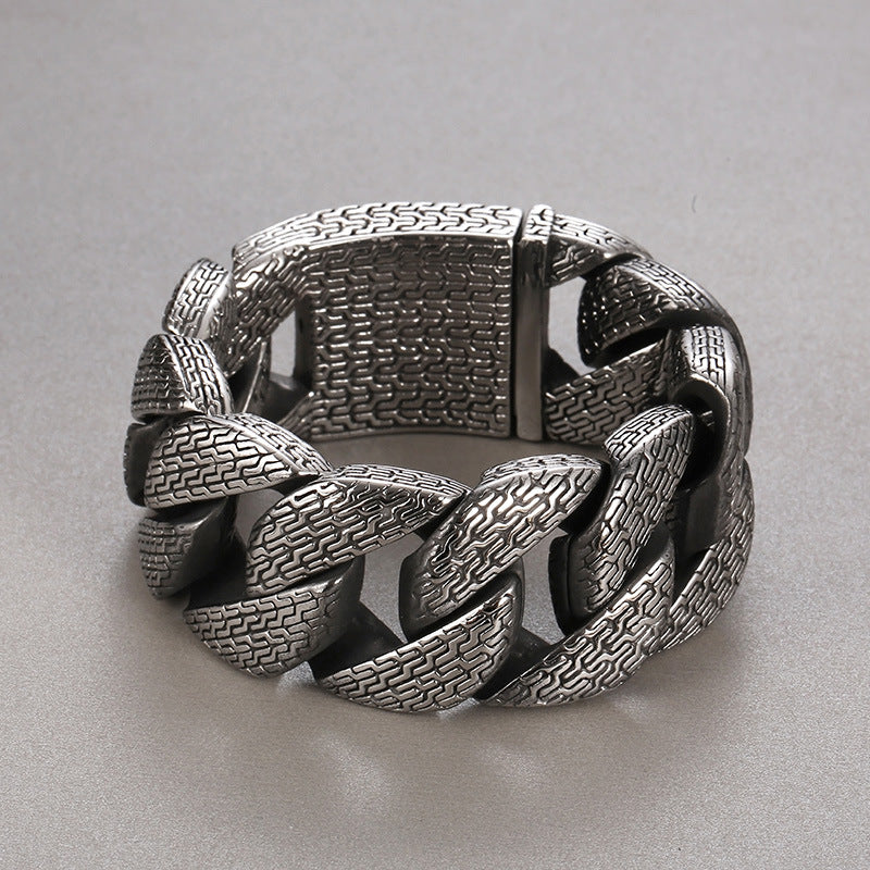 Bracciale in acciaio inossidabile cubano spazzolato