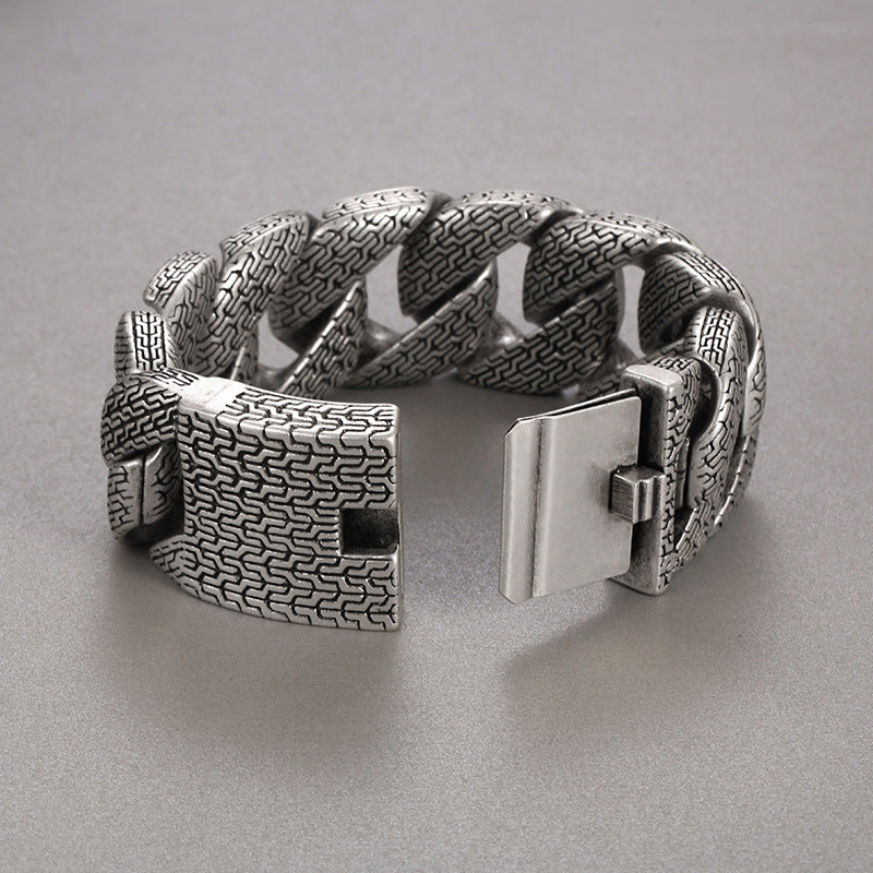 Bracciale in acciaio inossidabile cubano spazzolato