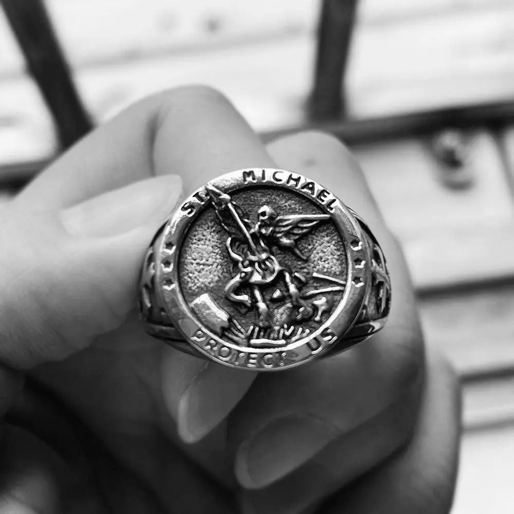 Archangel St. Michael Stainless Steel Ring - Vrafi Jewelry