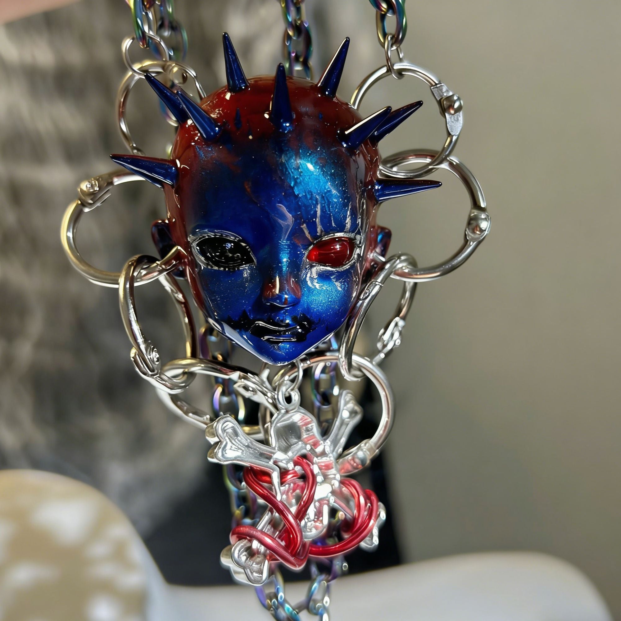 Rivet hip-hop kid head necklace