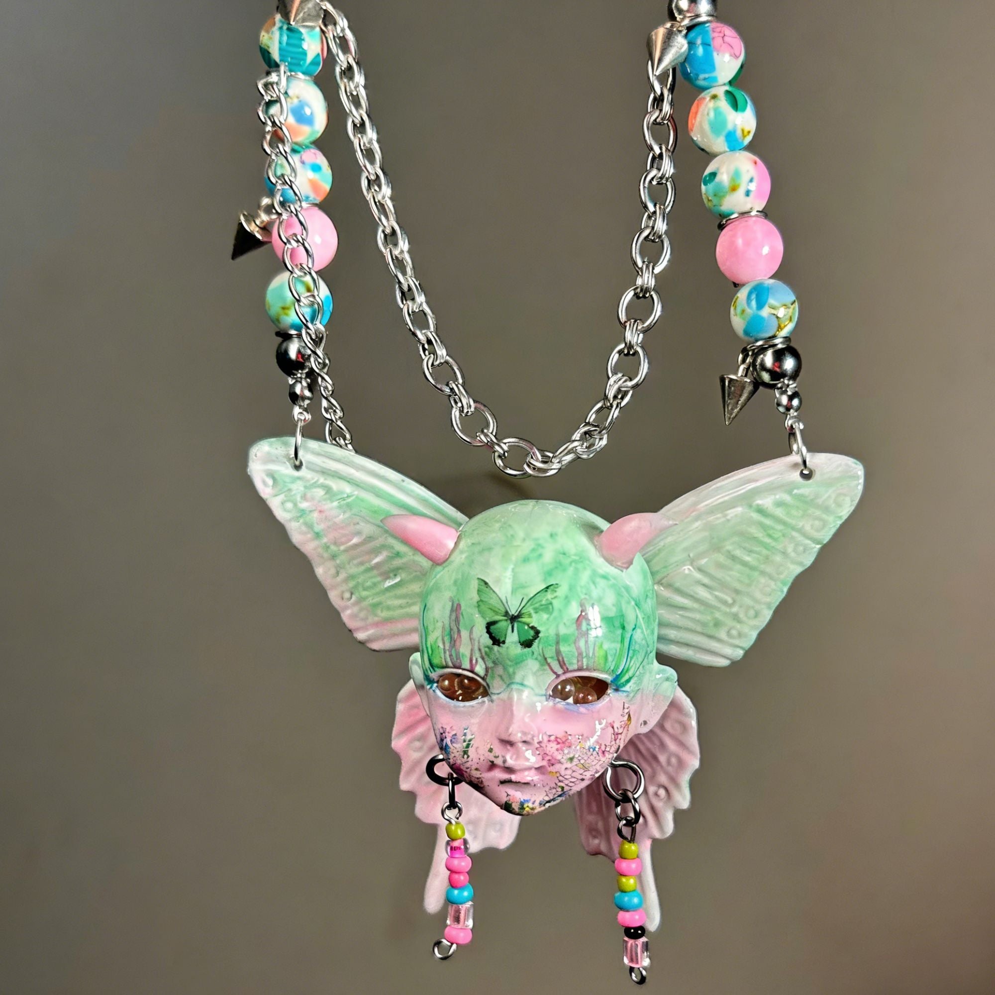 Butterfly Baby Head Dopamine Beaded Necklace