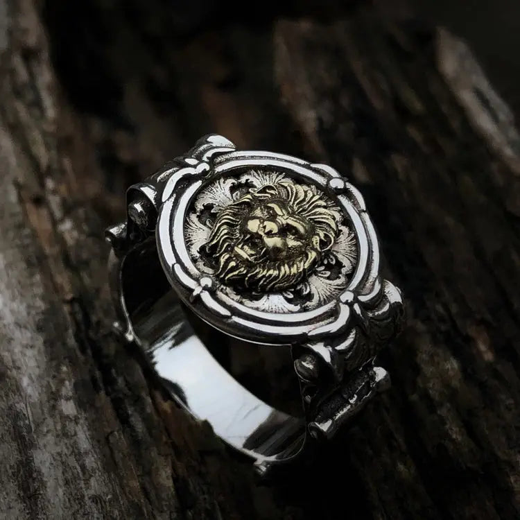 Baroque Lion Signet Silver Ring - Vrafi Jewelry
