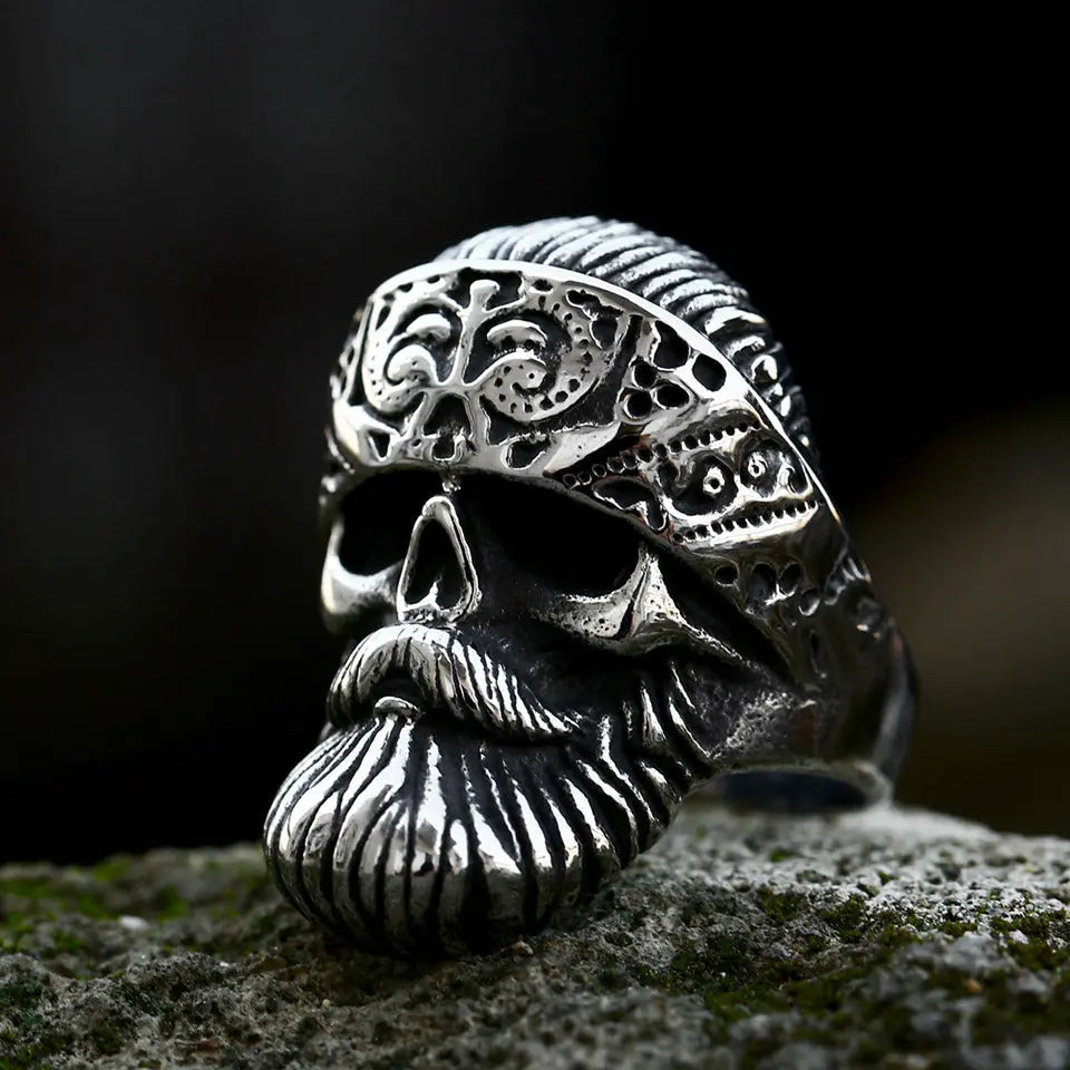 Bearded Skull Stainless Steel Ring - Vrafi Jewelry