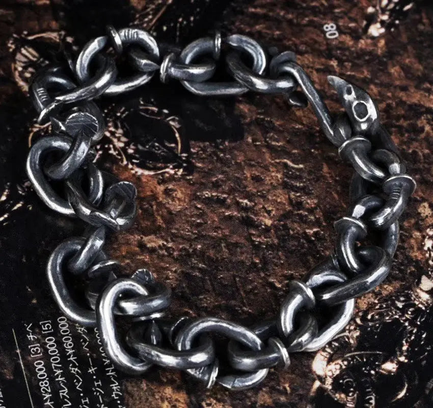 Bending Nails Heavy Sterling Silver Bracelet VRAFI