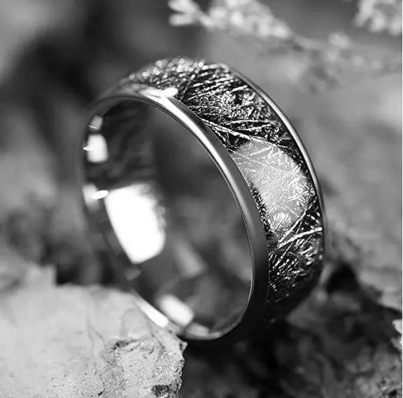 Black Gemstone Stainless Steel Ring ZJJ