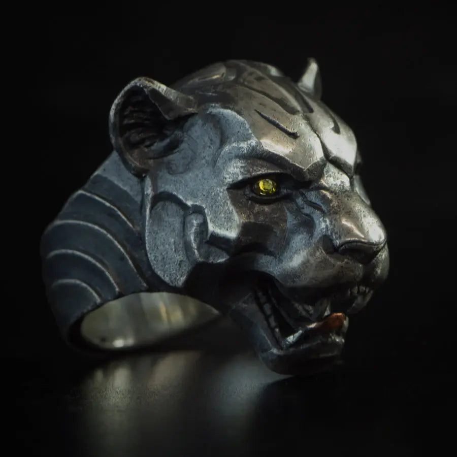 Black Jaguar Sterling Silver Ring - Vrafi Jewelry