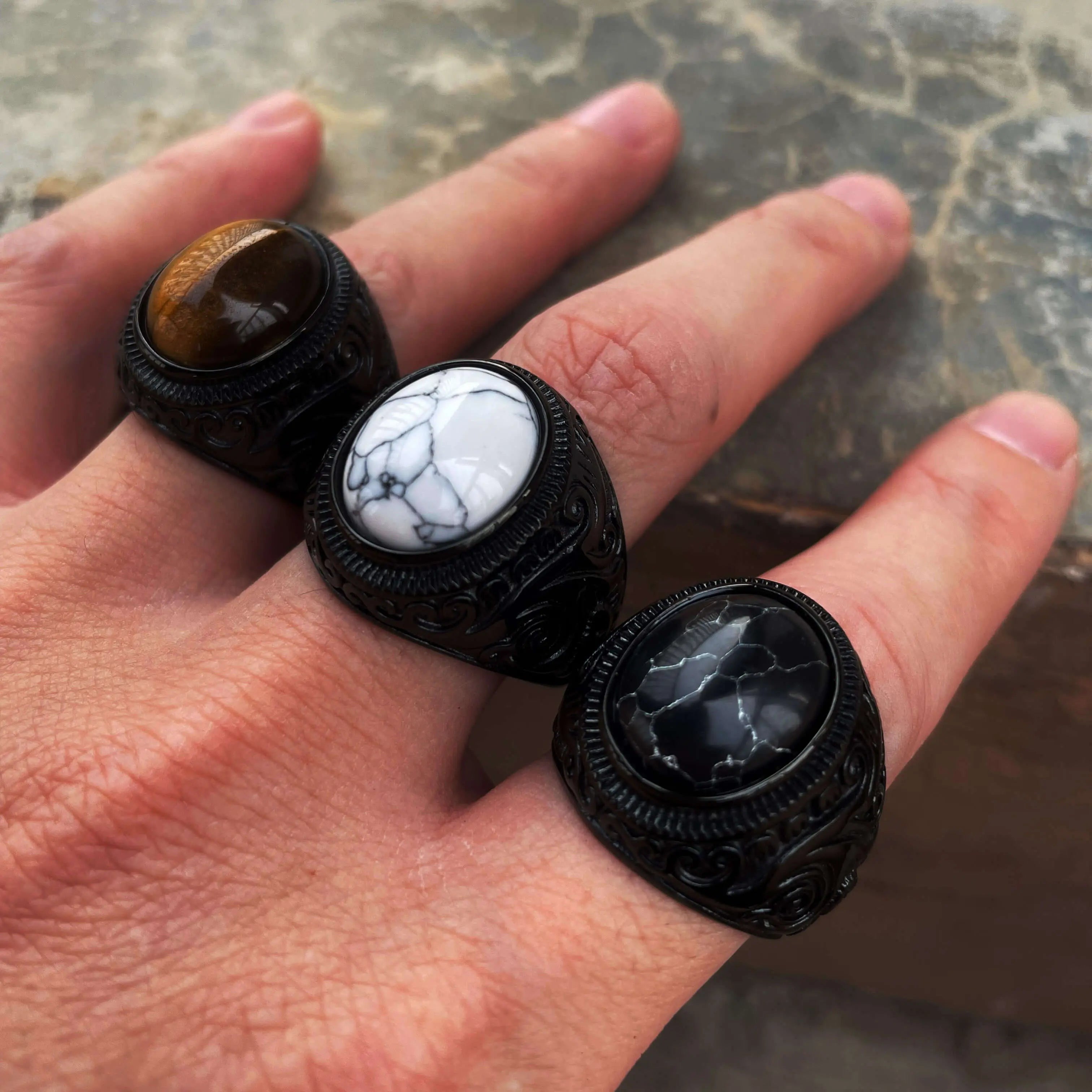 Black Turquoise Stainless Steel Ring VRAFI