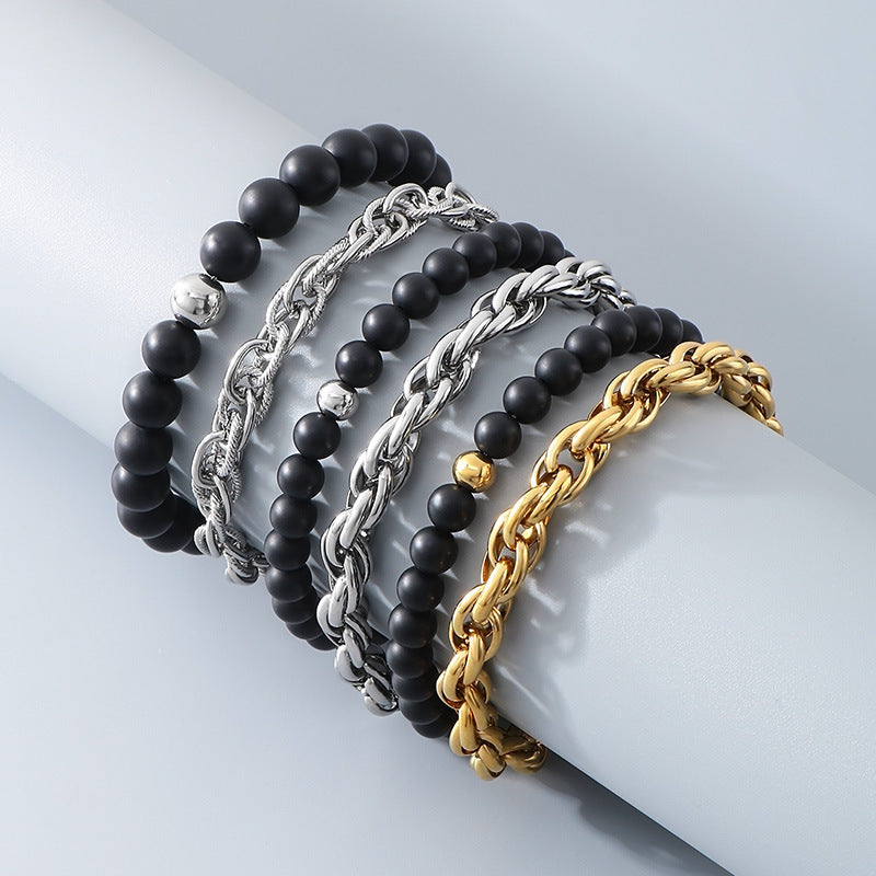Bracelet Perlé Acier Inoxydable Albâtre