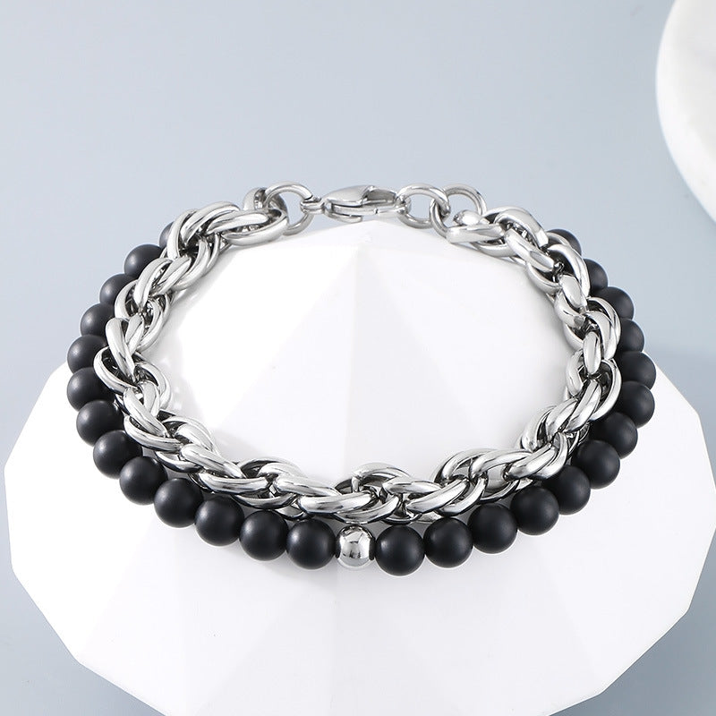 Bracelet Perlé Acier Inoxydable Albâtre