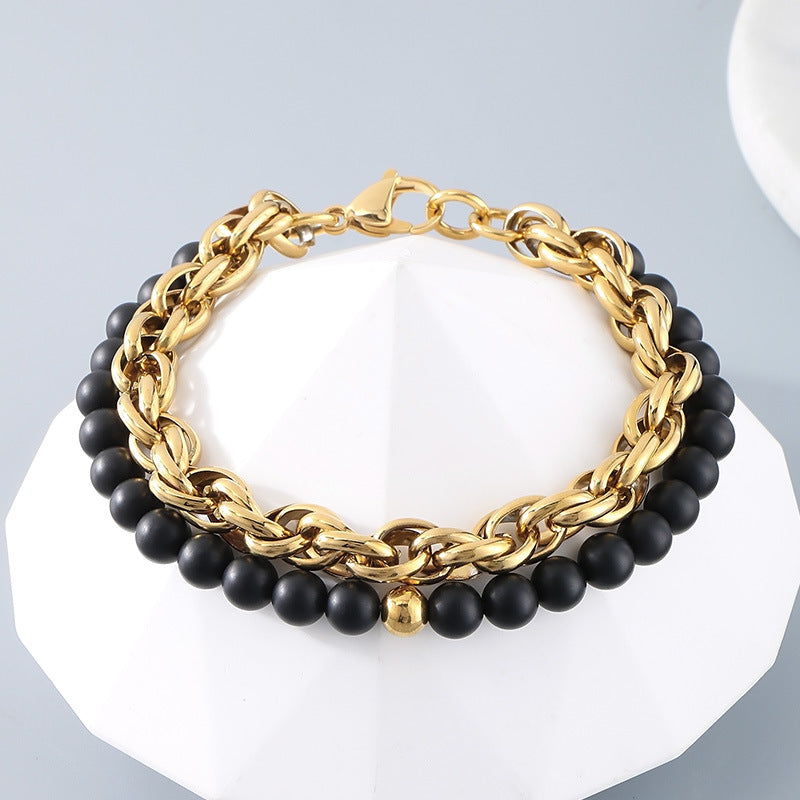 Bracelet Perlé Acier Inoxydable Albâtre