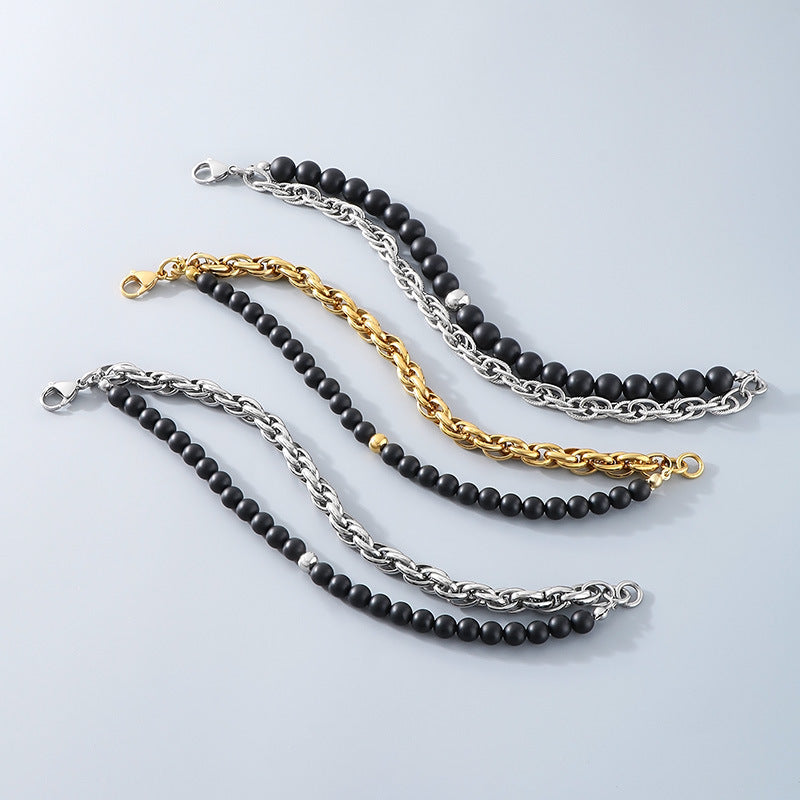 Bracelet Perlé Acier Inoxydable Albâtre