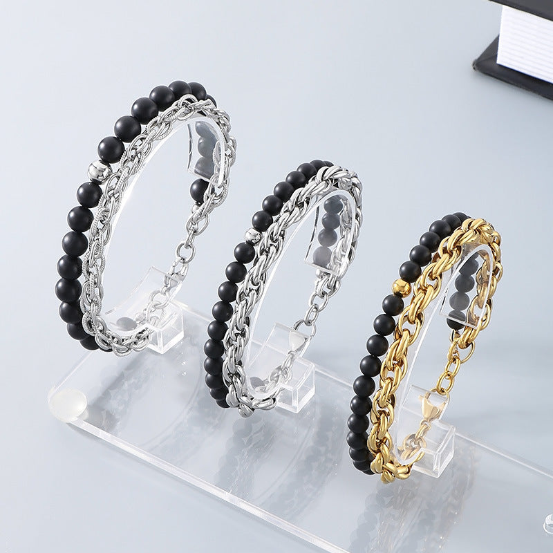 Bracelet Perlé Acier Inoxydable Albâtre