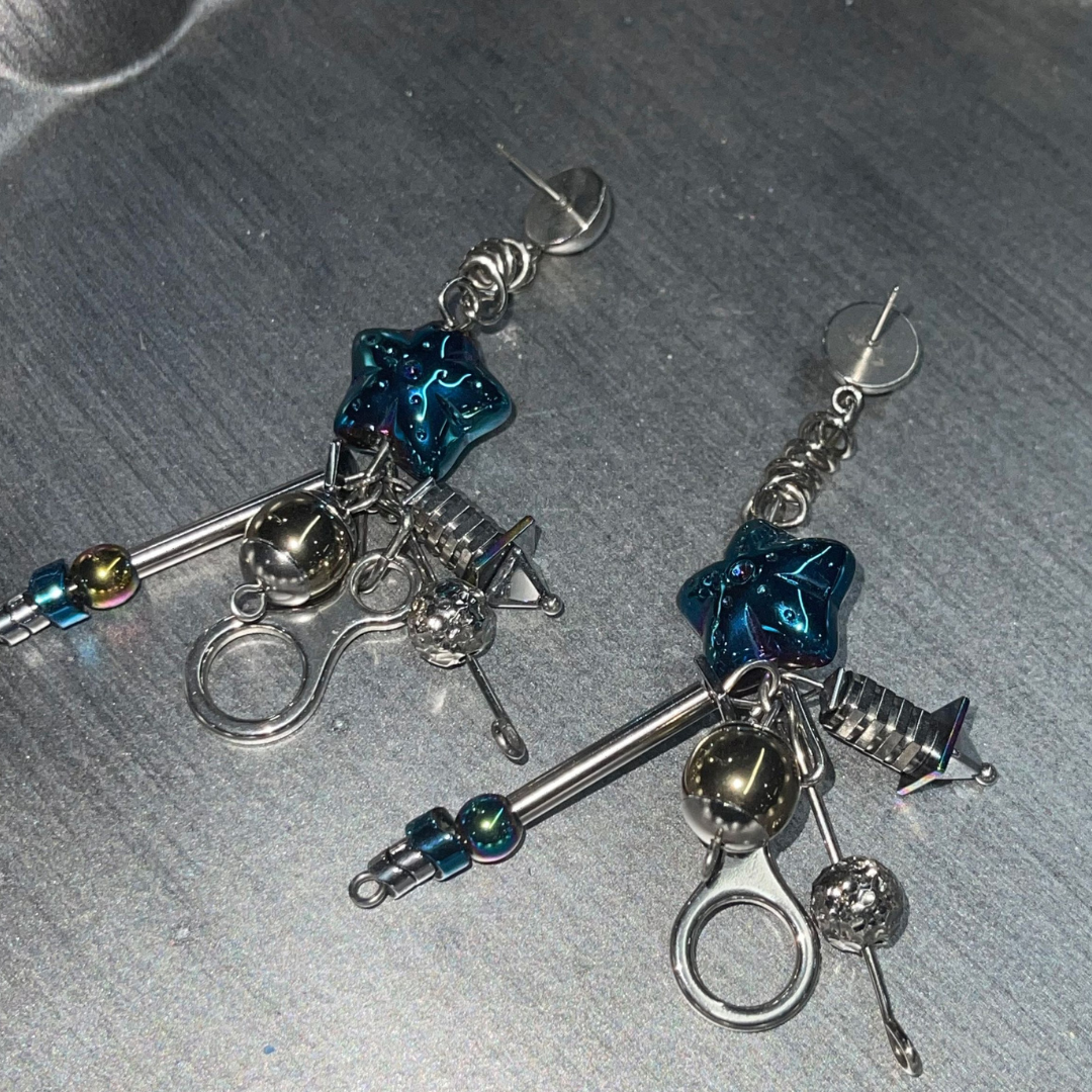 Blue Star Drop Earrings