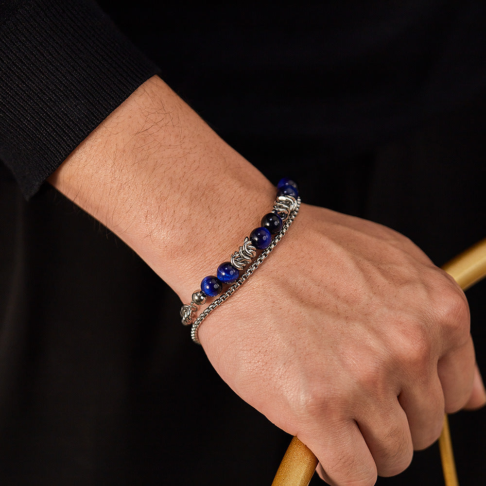 Alabaster-Edelstahl-Perlenarmband