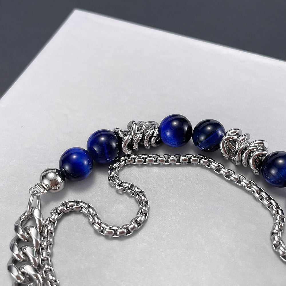 Alabaster-Edelstahl-Perlenarmband