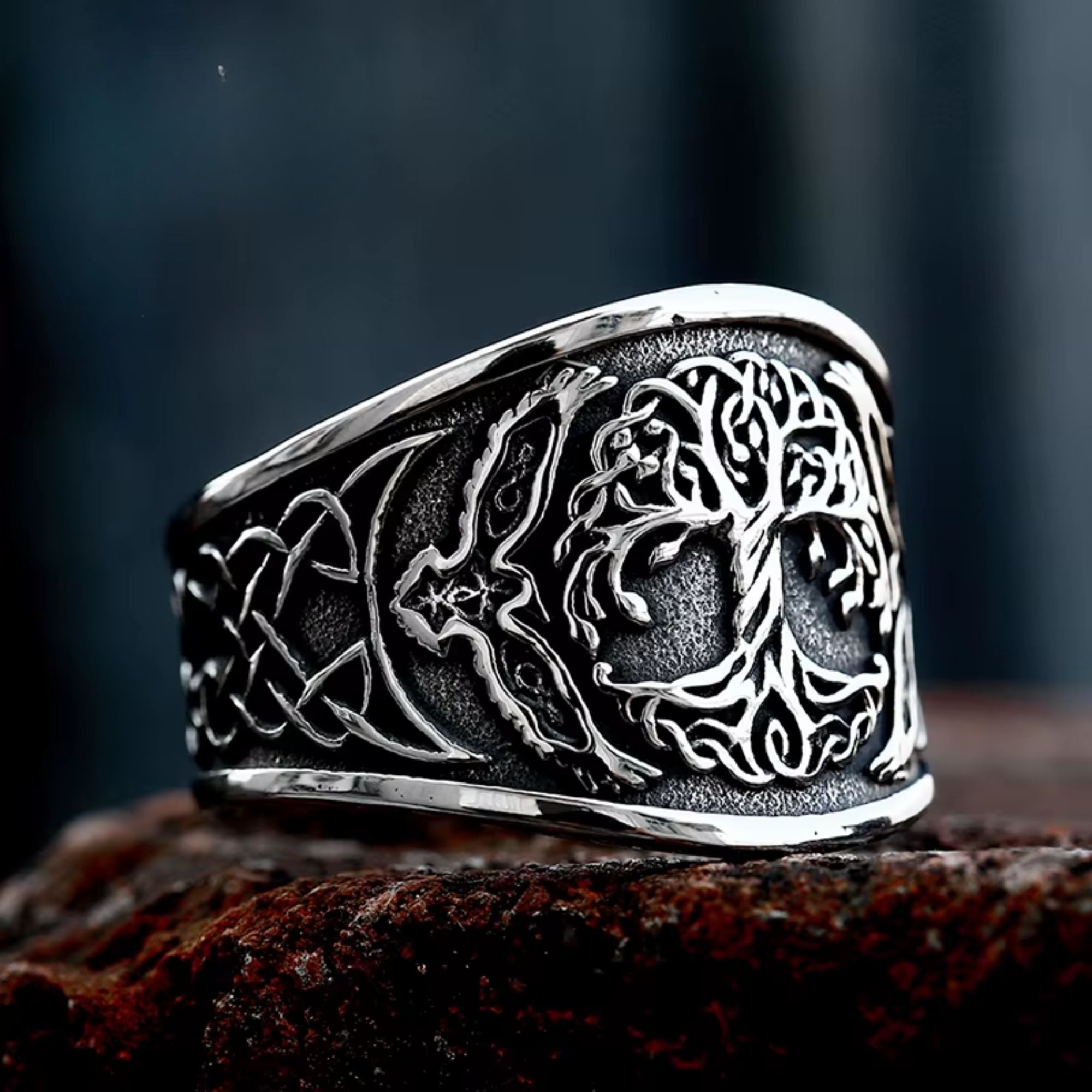 Textura De Flor Con Anillo De Acero Inoxidable Esmaltado