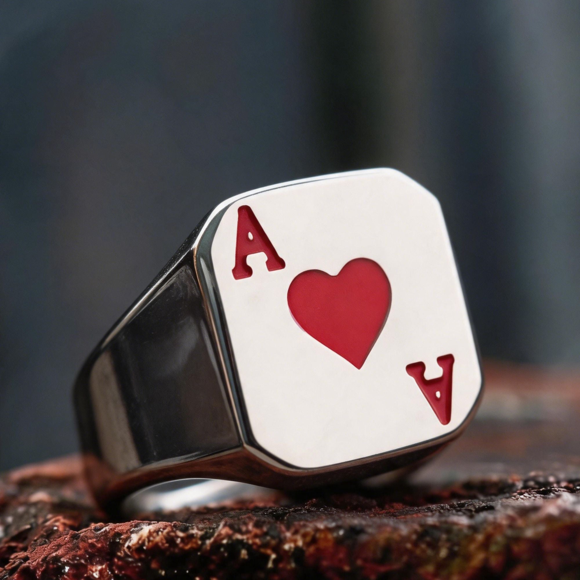 Chevalière Acier Inoxydable Ace Coeur
