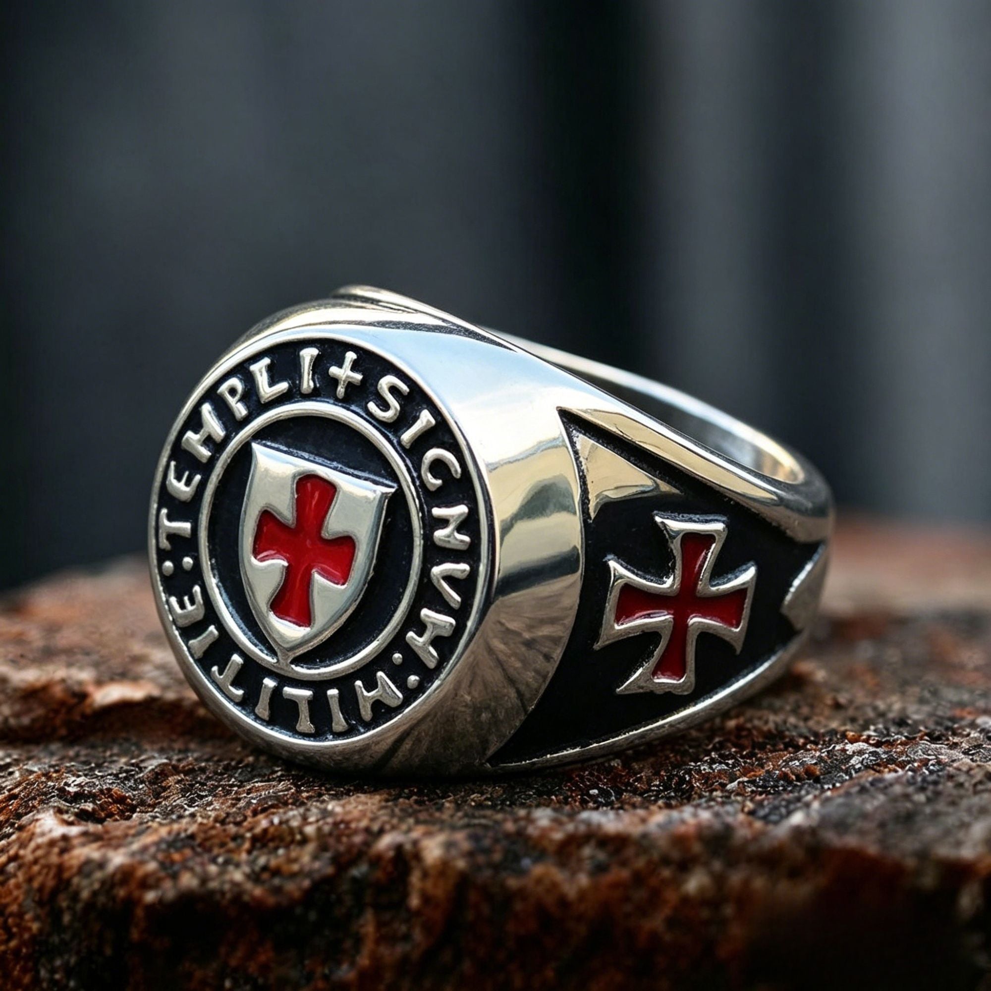 Knights Templar Cross Stainless Steel Ring