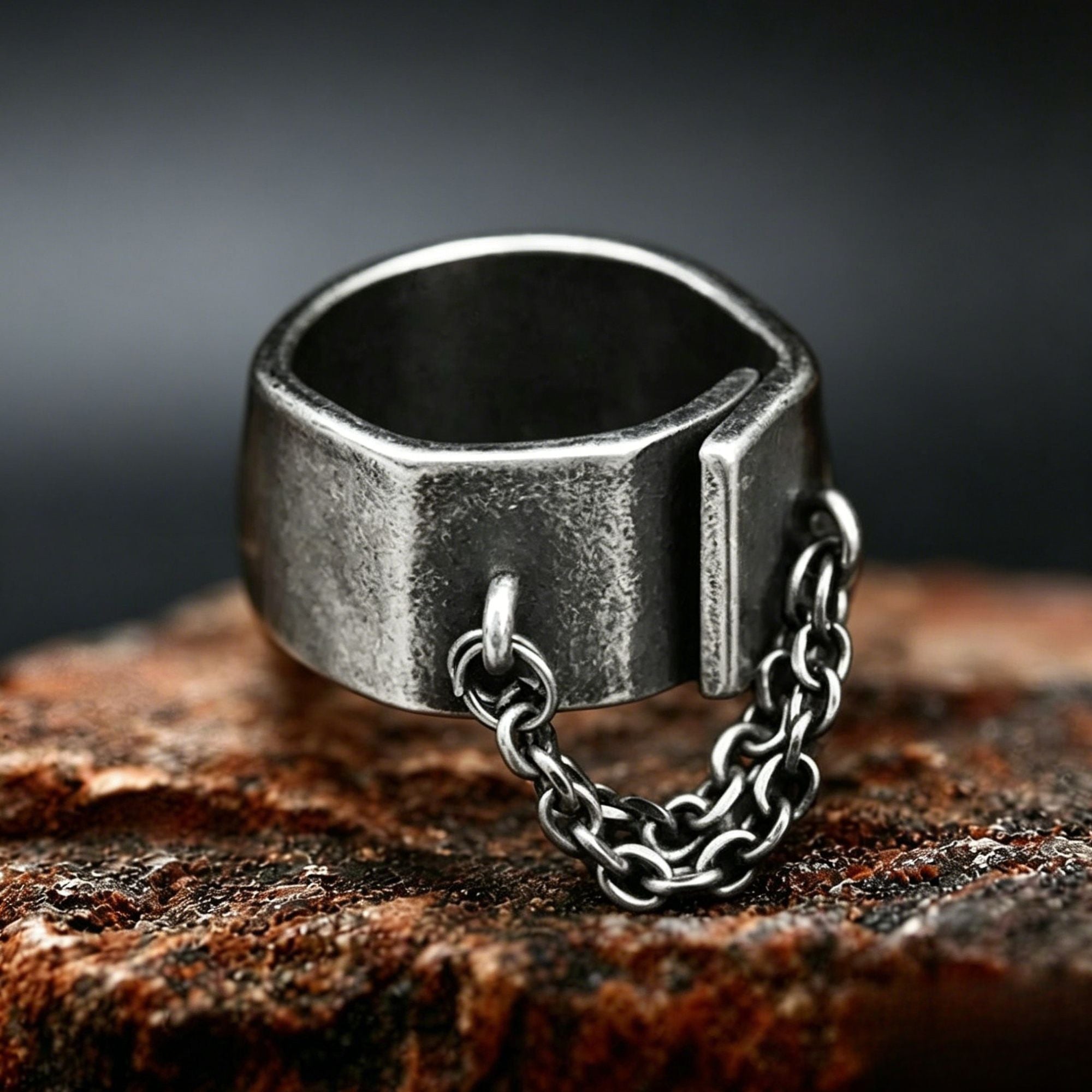 Unique Chain Stainless Steel Asymmetric Ring