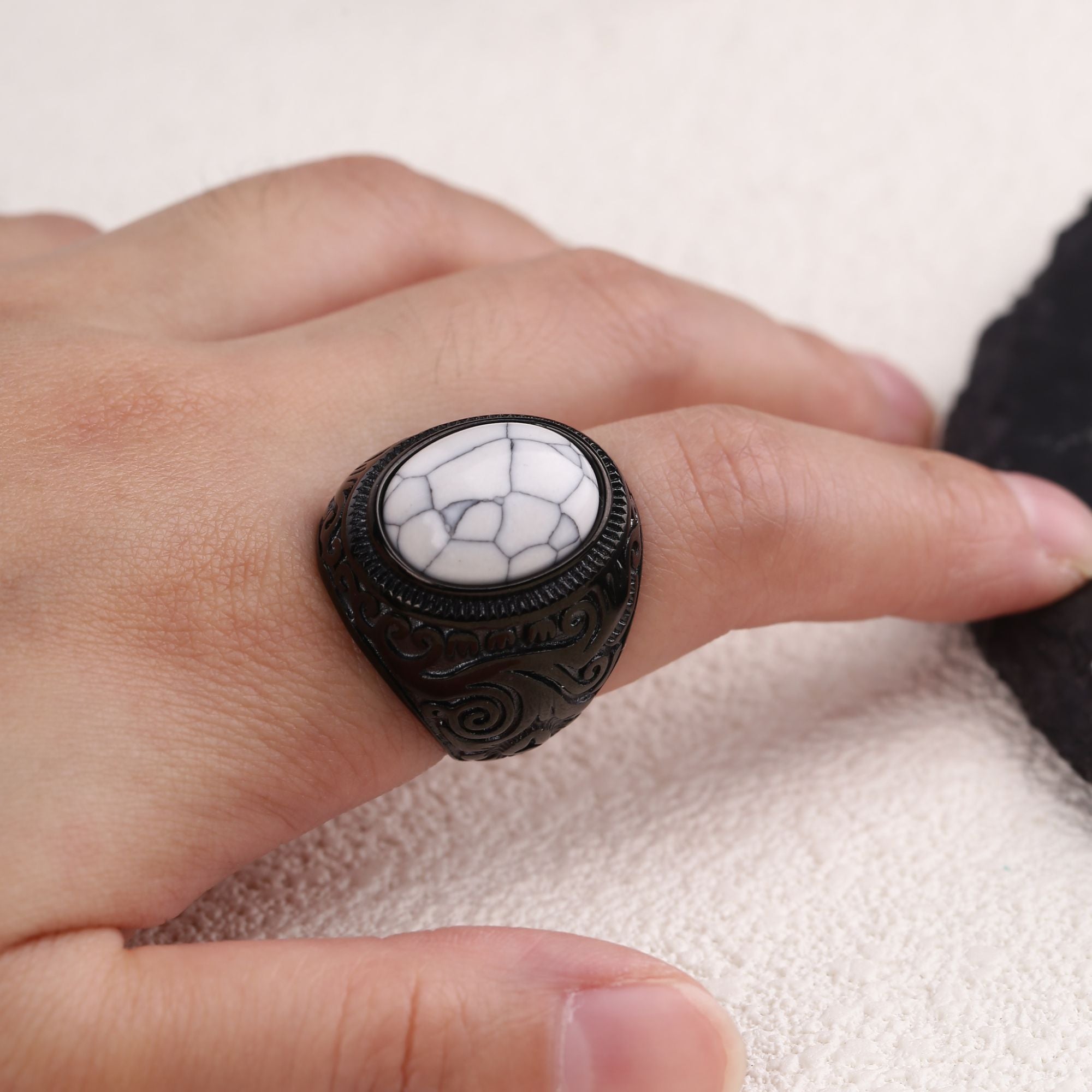Black Turquoise Stainless Steel Ring