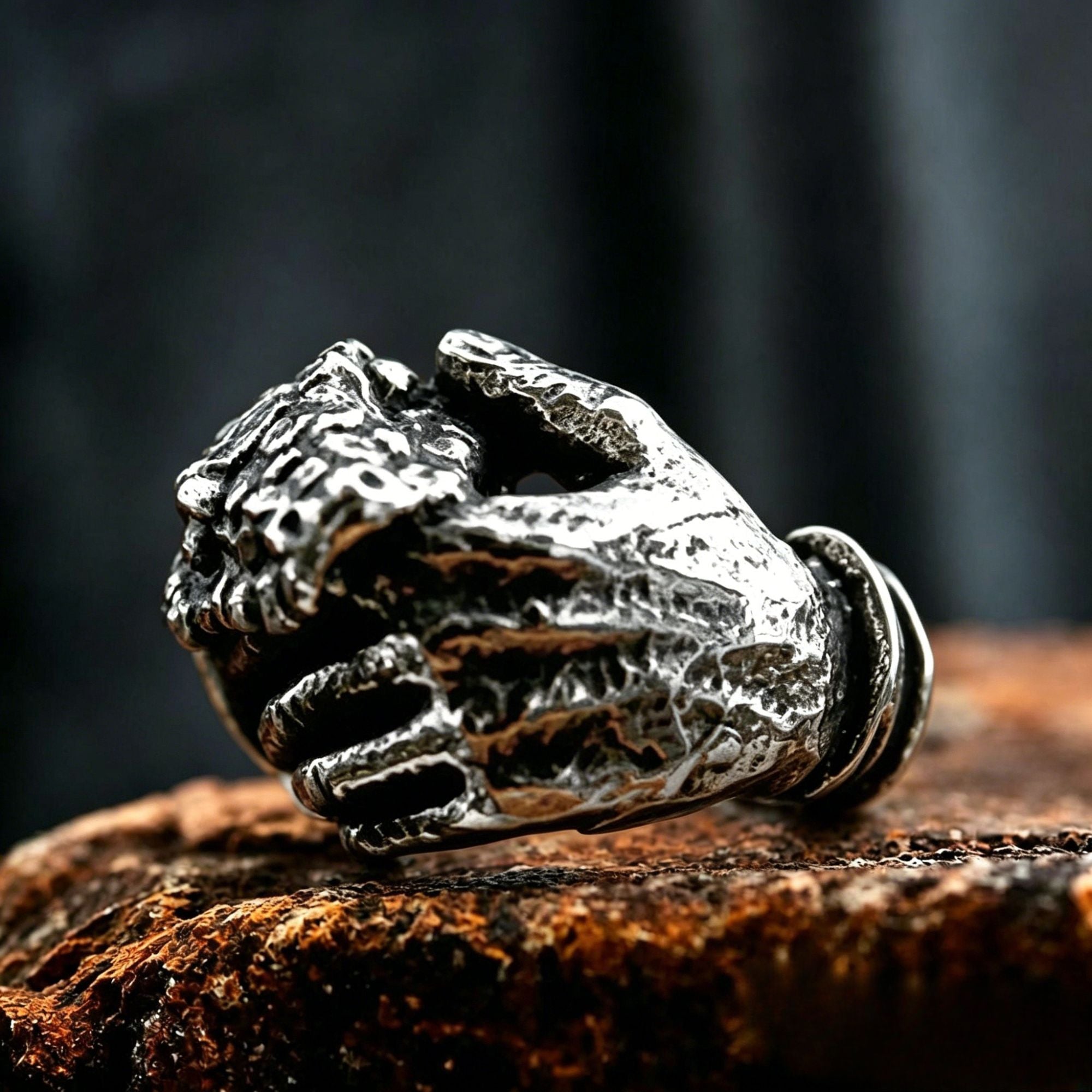 Clasped Hands Stainless Steel Ring