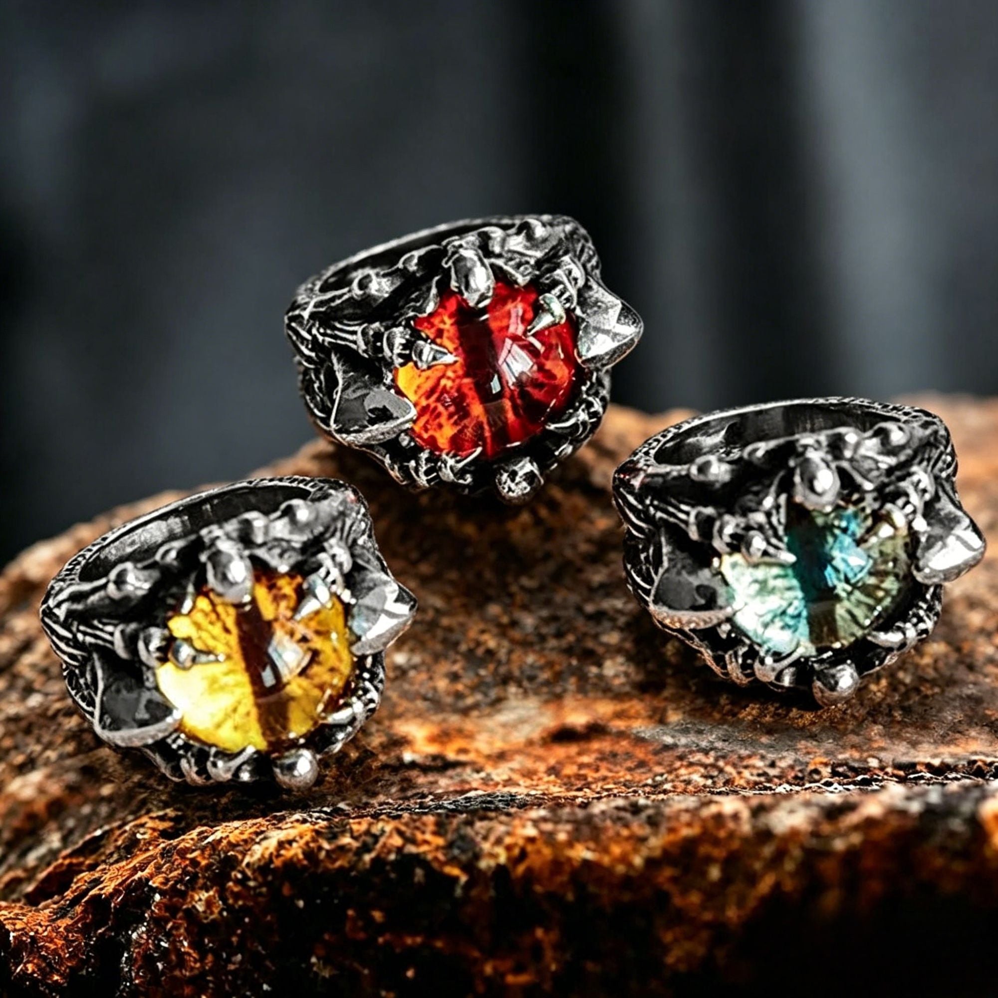 Dragon Eye Ruby Stainless Steel Ring