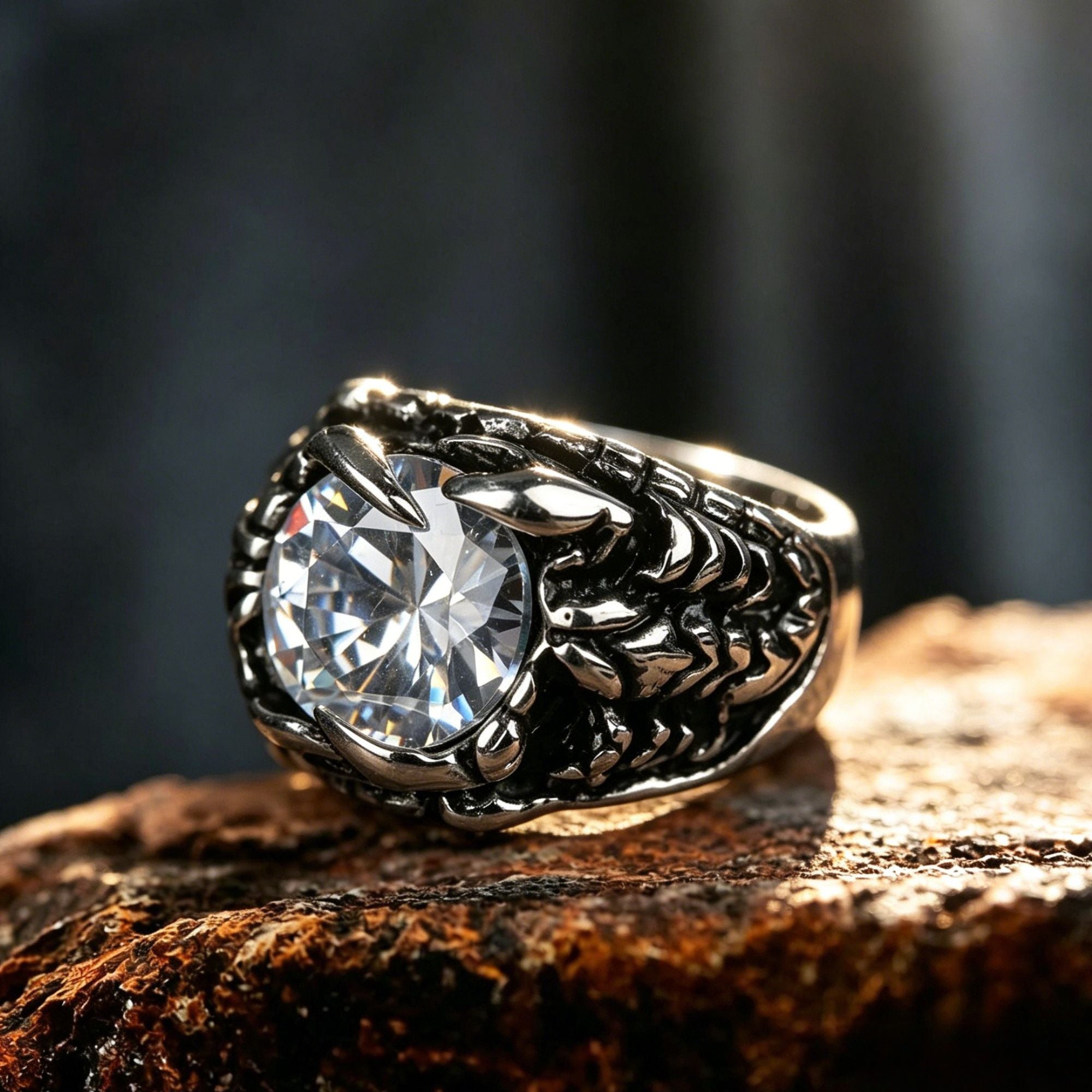 Scorpion Inlaid Gemstone Stainless Steel Ring