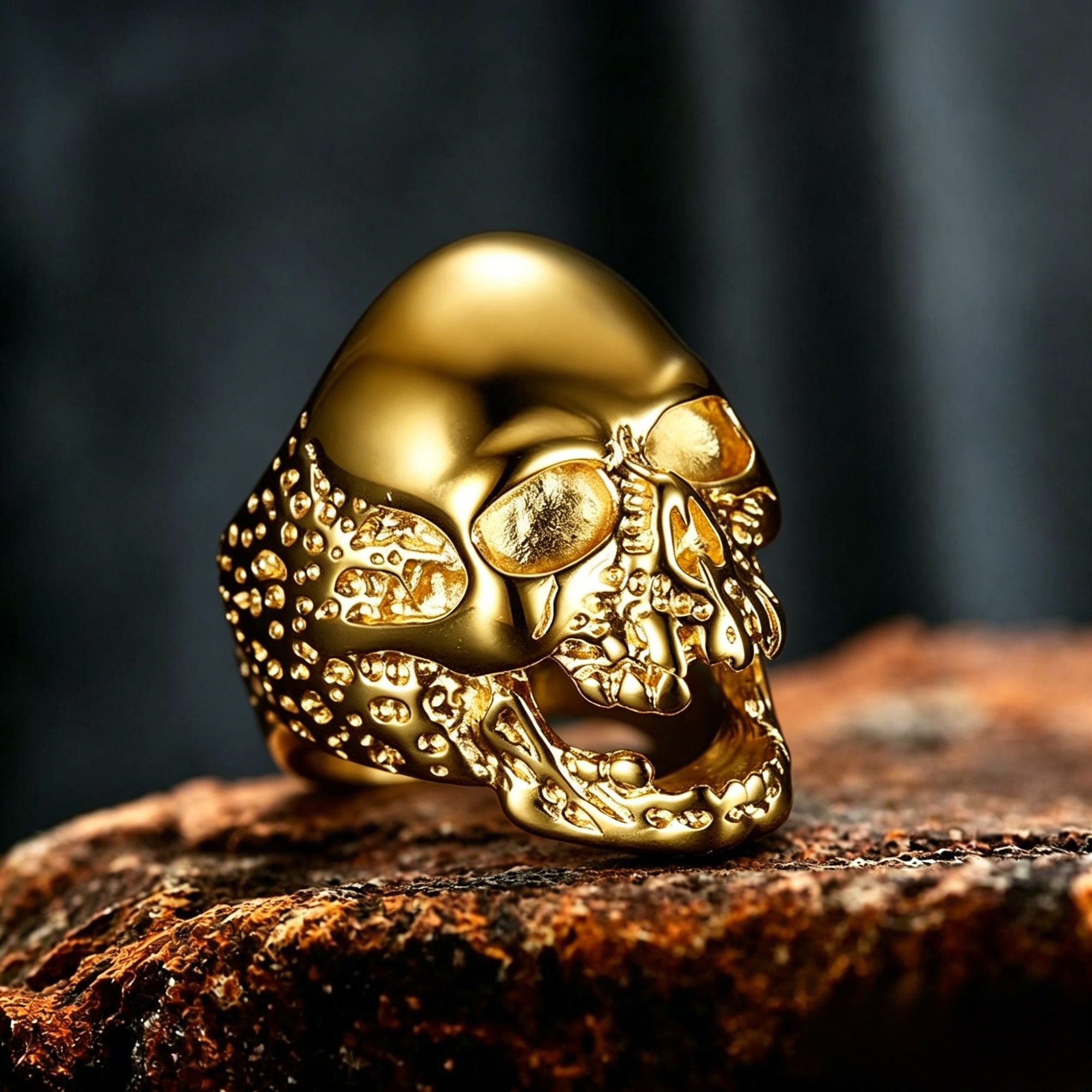 Eroded Broken Skull Statement Ring