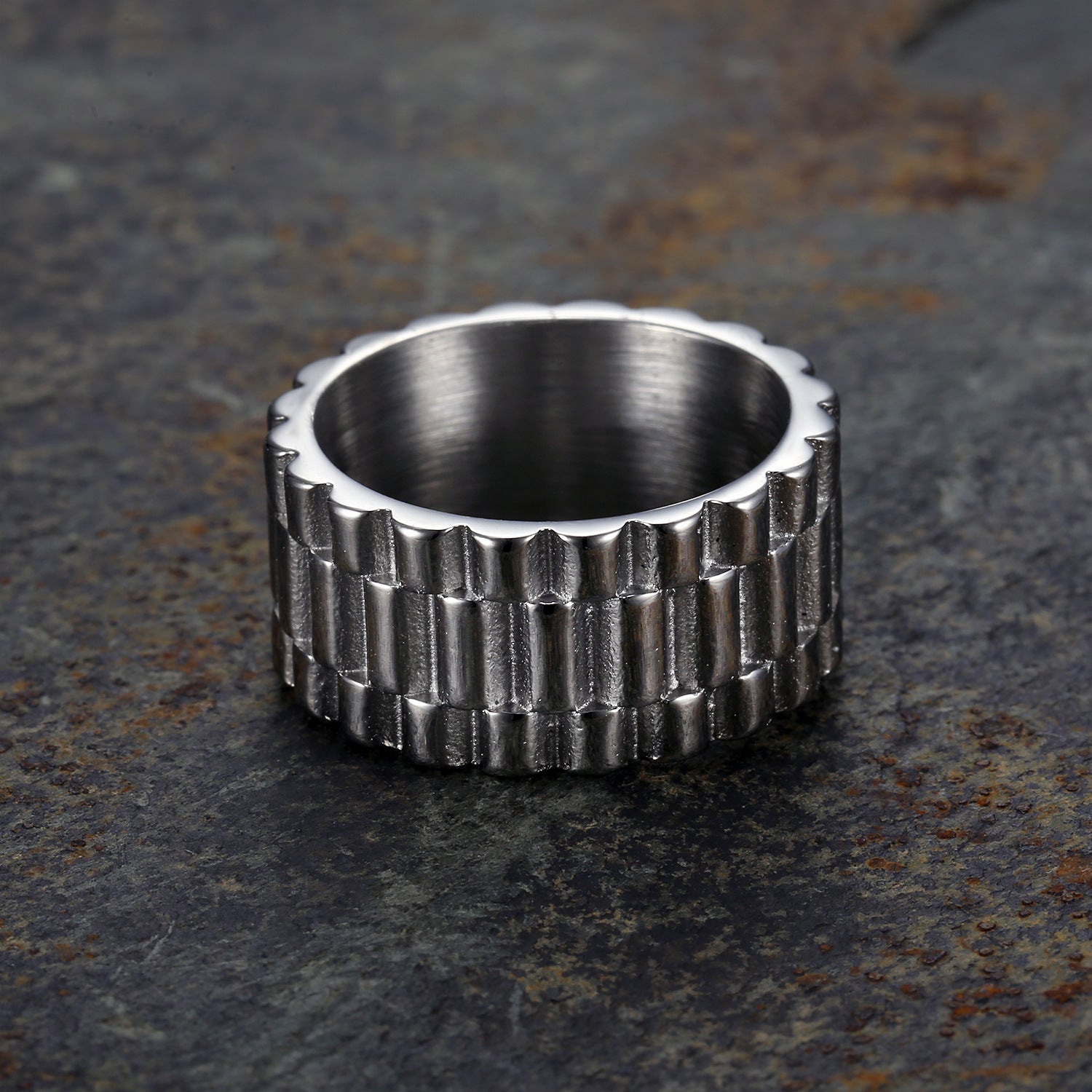 Car Tire Stainless Steel Ring-Vrafi Jewelry