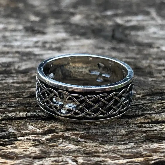 Celtic Cutout Cross Silver Ring - Vrafi Jewelry