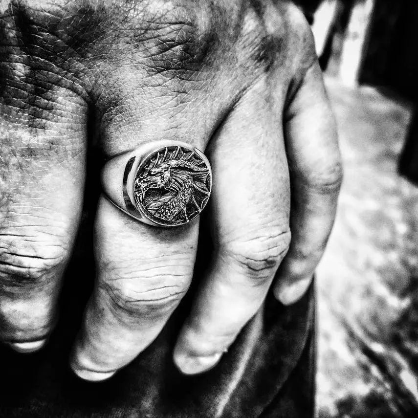Celtic Dragon Signet Ring - Vrafi Jewelry
