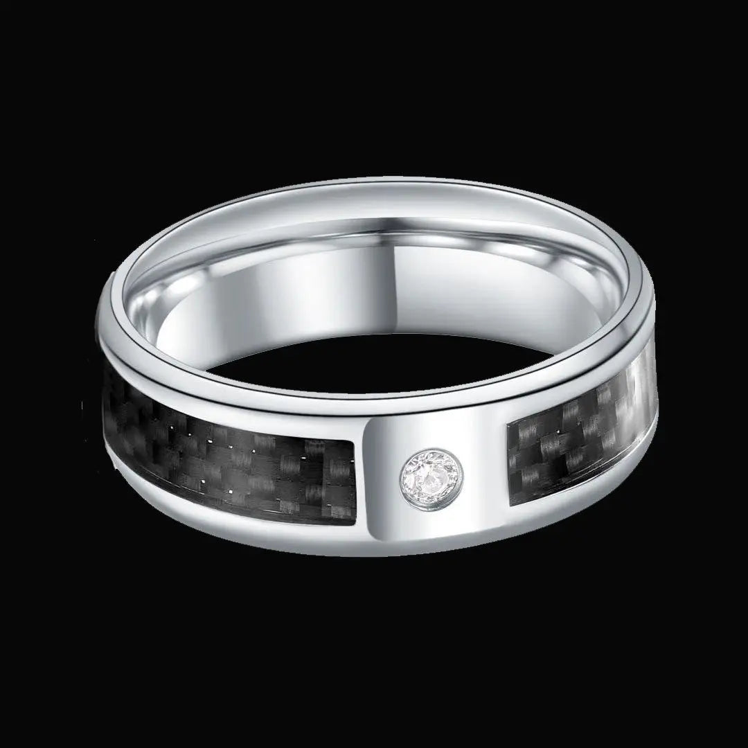 Charcoal Fiber Stainless Steel Ring ZJJ