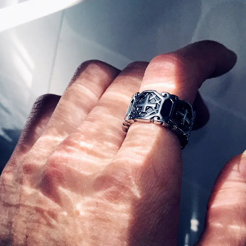 Christian Jesus Stainless Steel Cross Ring - Vrafi Jewelry