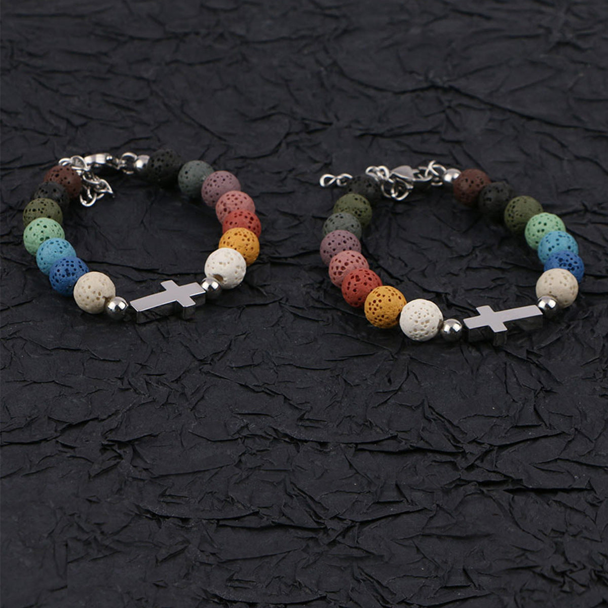Alabaster-Edelstahl-Perlenarmband