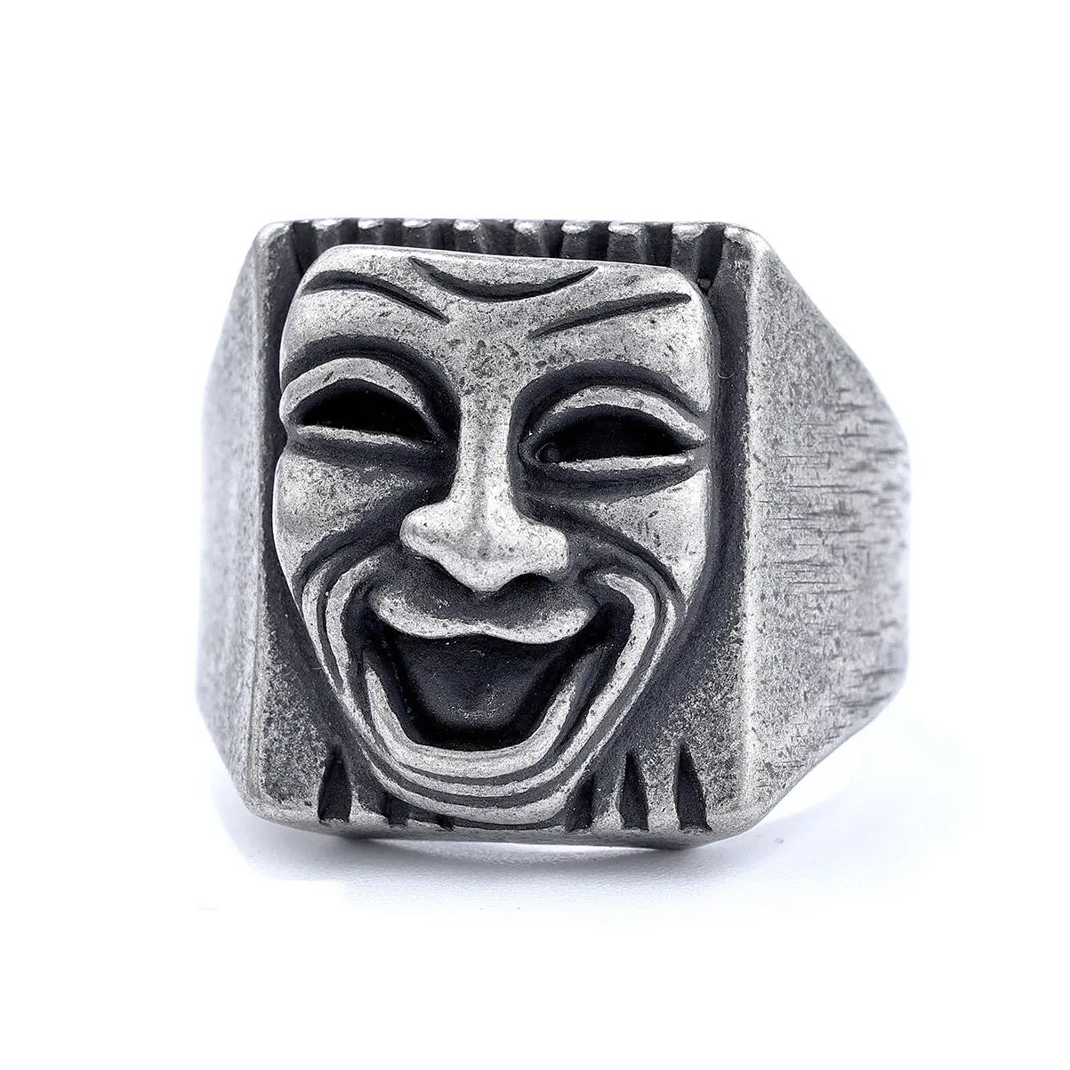 Comedy And Tragedy Masks Stainless Steel Ring - Vrafi Jewelry
