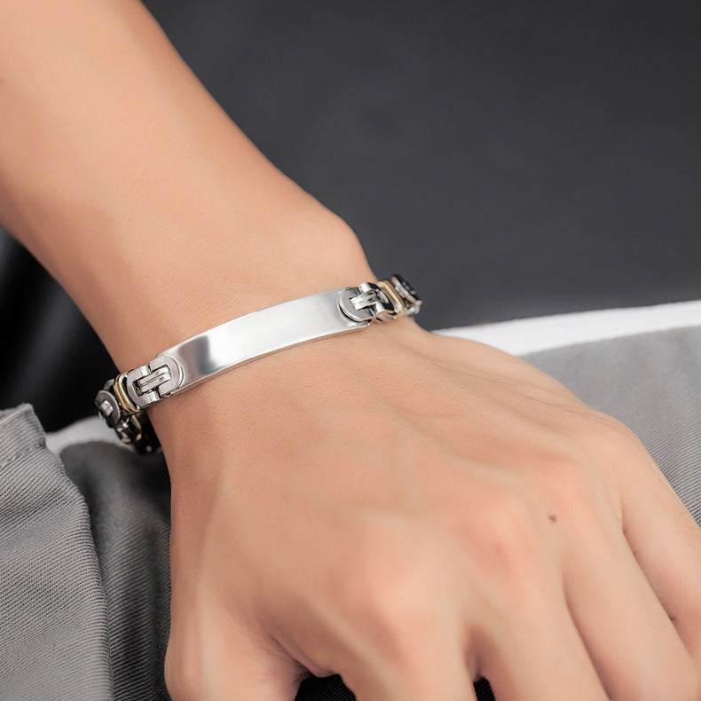 Bracciale con perline in acciaio inossidabile alabastro