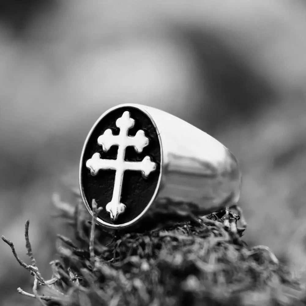 Cross of Lorraine Signet Ring - Vrafi Jewelry