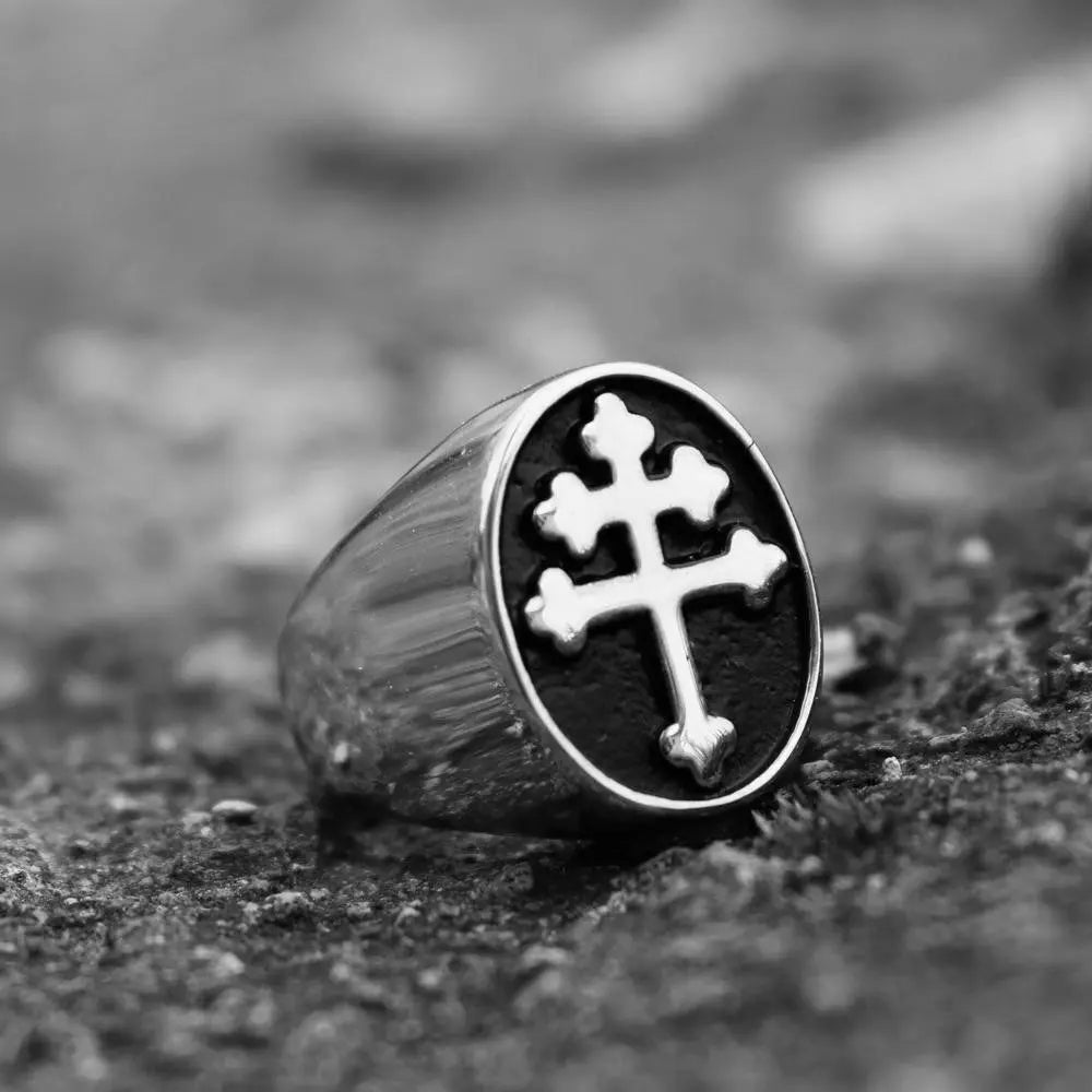 Cross of Lorraine Signet Ring - Vrafi Jewelry