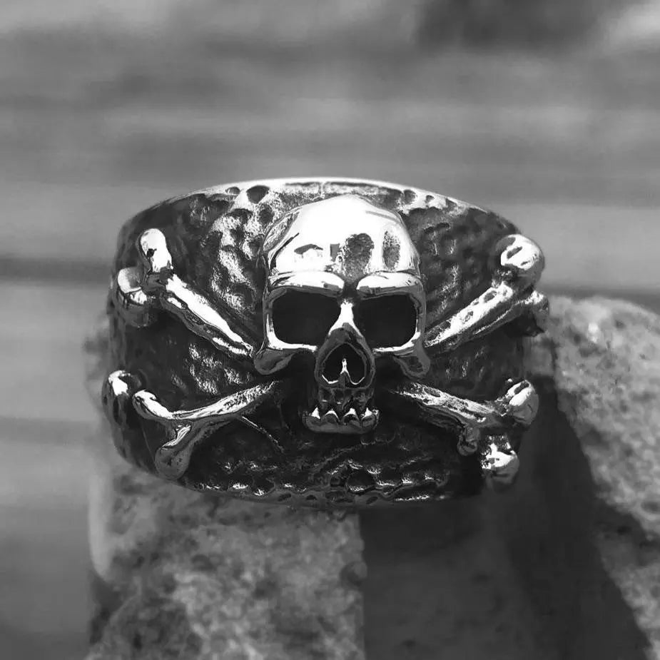 Crossbones Pirate Stainless Steel Skull Ring - Vrafi Jewelry