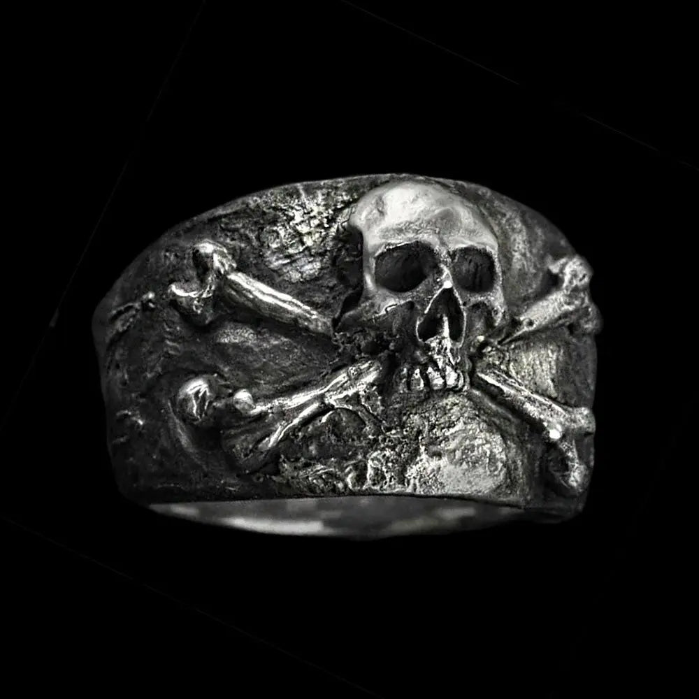 Crossbones Pirate Stainless Steel Skull Ring - Vrafi Jewelry