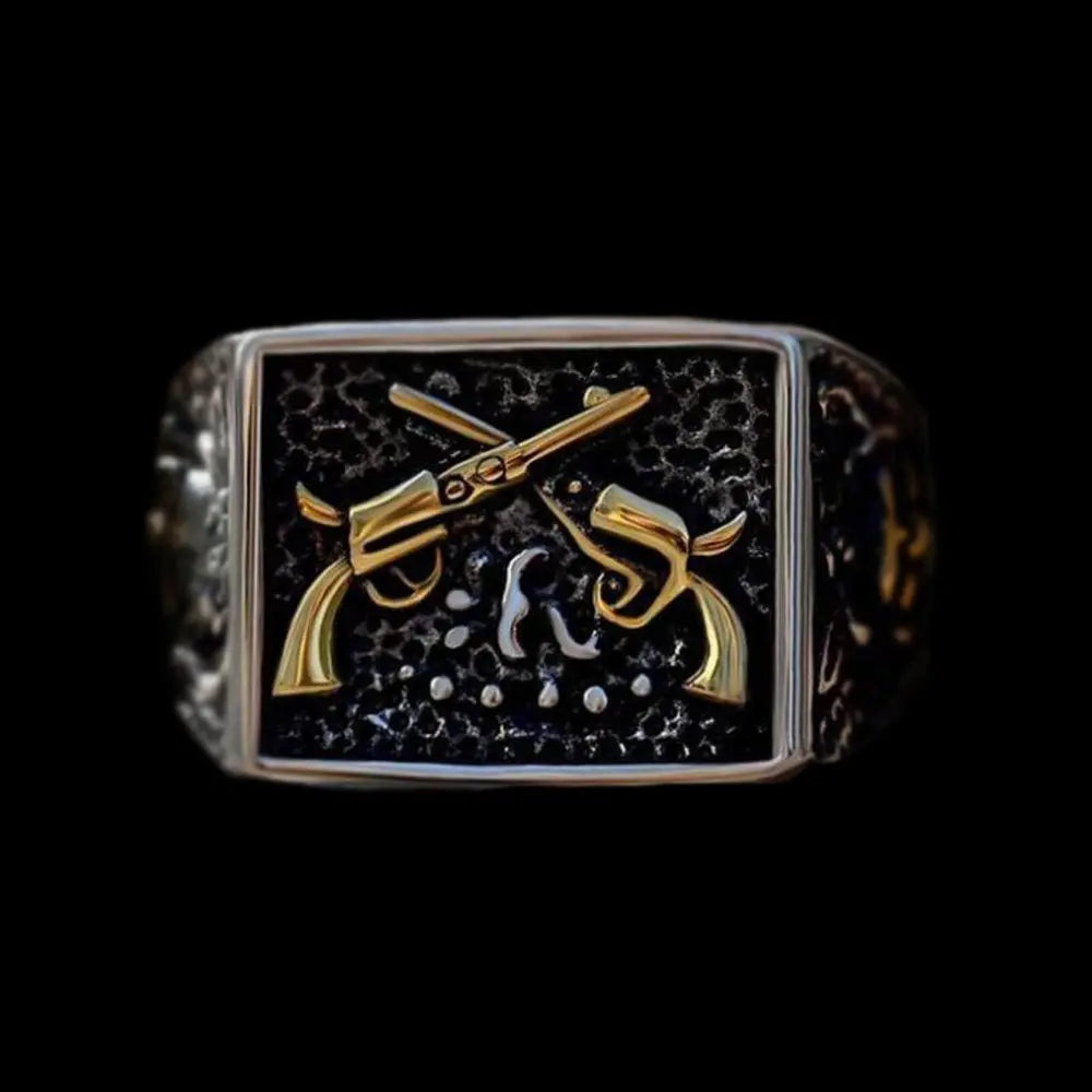 Crossed Guns Stainless Steel Ring - Vrafi Jewelry