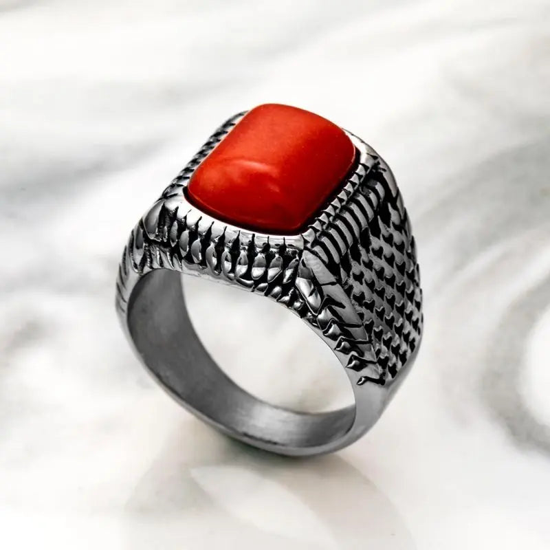 Cushion Ruby Stainless Steel Ring VRAFI