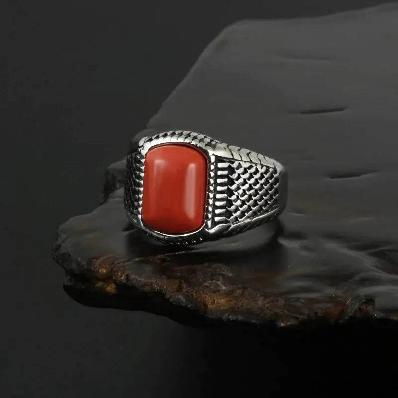 Cushion Ruby Stainless Steel Ring VRAFI
