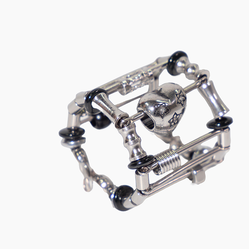 Titanium Steel Cylindrical Beaded Ring